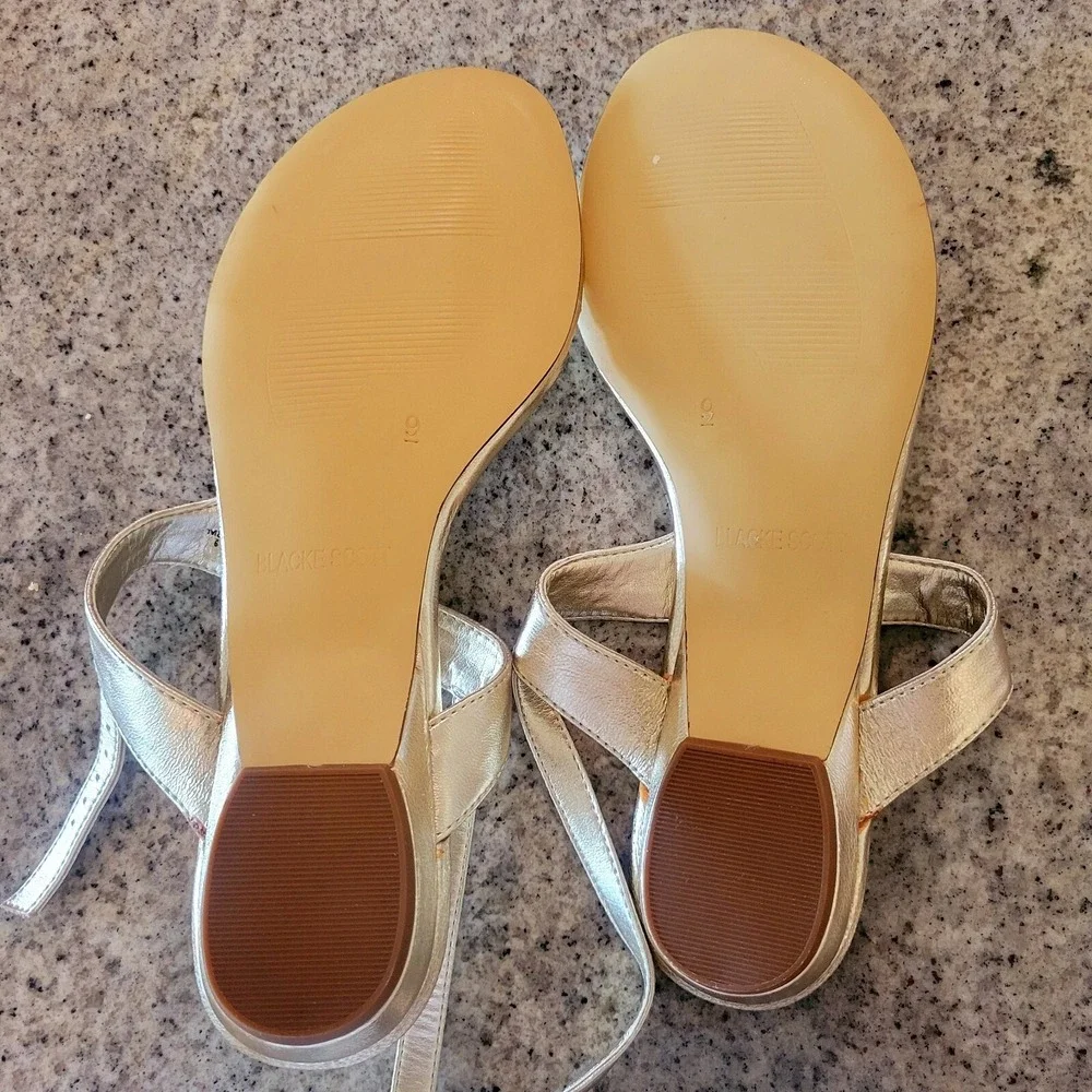Gemma Blake Scott Womens Sandals Size 9 Gold Beaded Wedge Heel